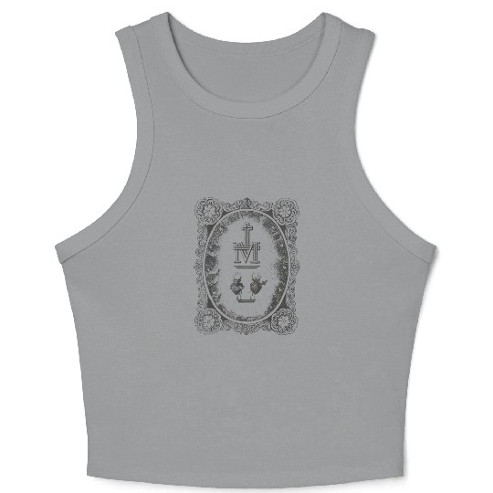 Medal Sacred Heart Immaculate Mary Cath Crop Tank Top