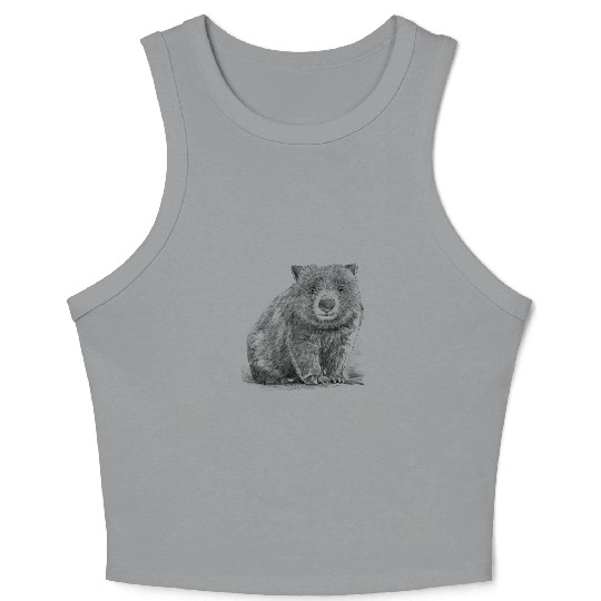 Realistic wombat handrawn Crop Tank Top