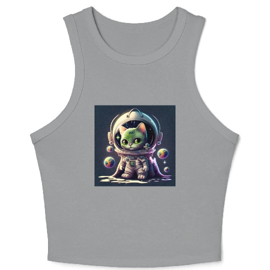 cat in space Crop Tank Top