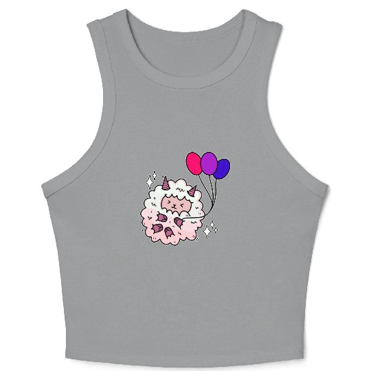 Cute Bisexual Sheep Bi Pride Color Balloons Crop Tank Top
