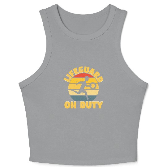 Lifeguard On Duty Distressed Crop Tank Top
