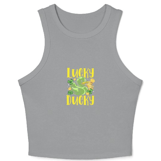 Lucky Ducky Shenanigan Irish Duck St. Patricks Day Crop Tank Top