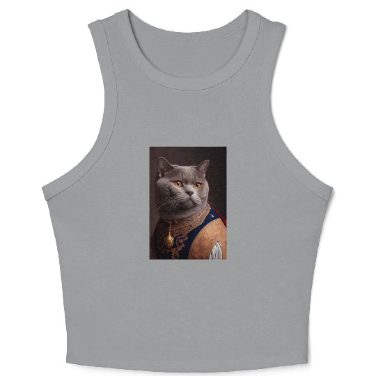 British Shorthair Cat Breed Portrait Royal Renaiss Crop Tank Top