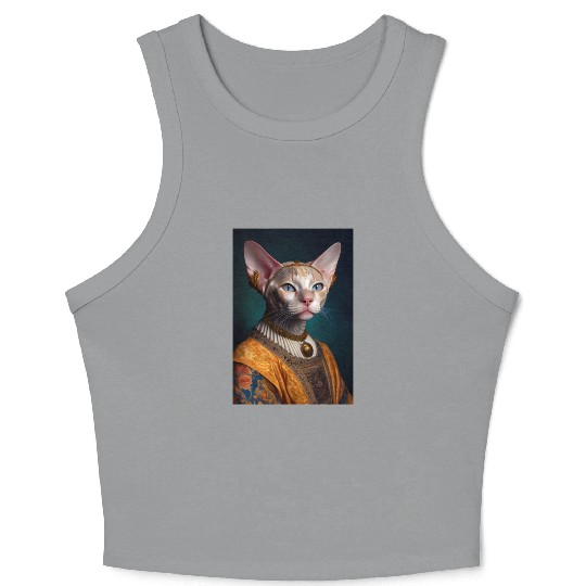 Gold King Devon Rex Cat Breed Portrait Royal Renai Crop Tank Top
