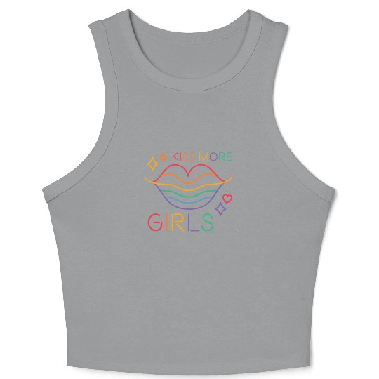Kiss More Girls LGBT Cute Lesbian Pride Month Crop Tank Top