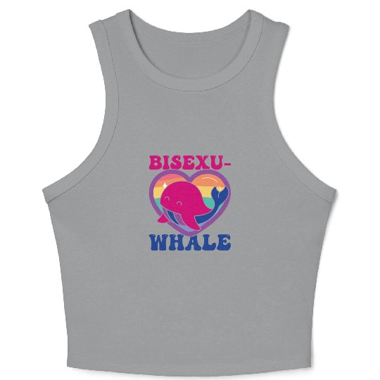 Bisexu-Whale Kawaii Whale Bisexual Pride Flag Crop Tank Top
