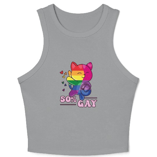 50% Gay Bi Bisexual Pride Kawaii Cat Kawaii Crop Tank Top