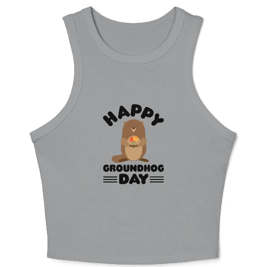 Groundhog Day cute print Crop Tank Top