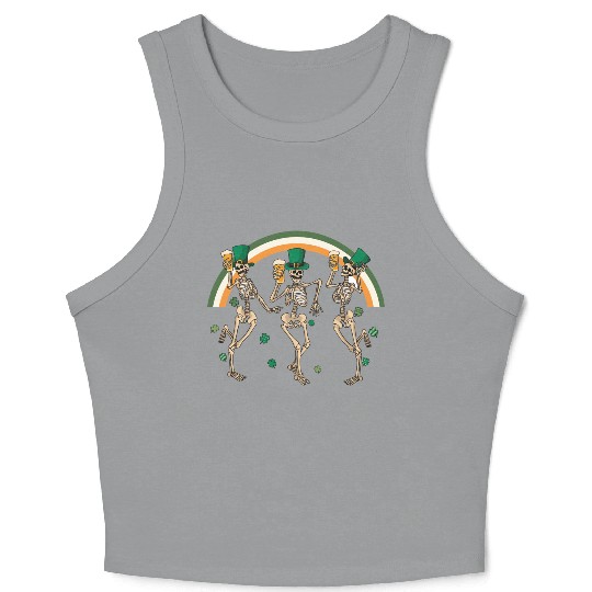 skeleton patricks day dancing Crop Tank Top