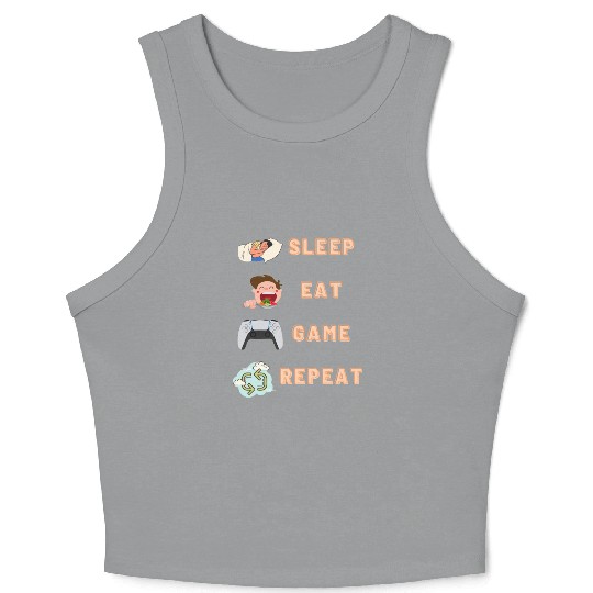 sleep eat game repeat PlayStation Crop Tank Top