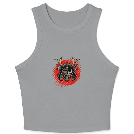 Bushido kabuki samurai japan graphic devil mask Crop Tank Top