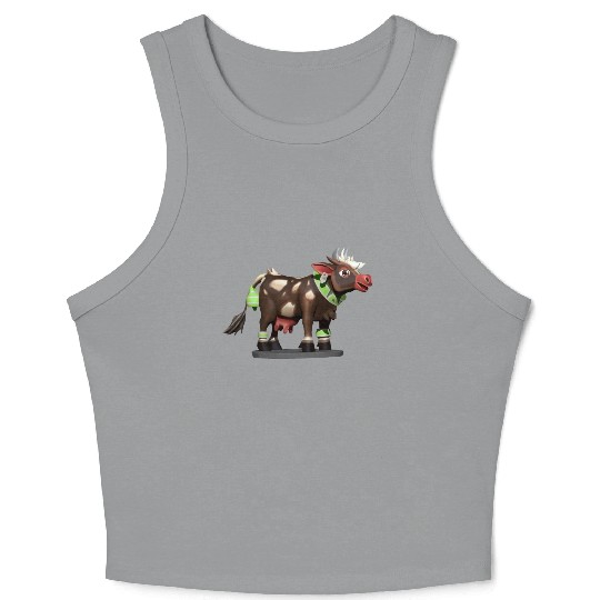 Dark Brown Cow Crop Tank Top
