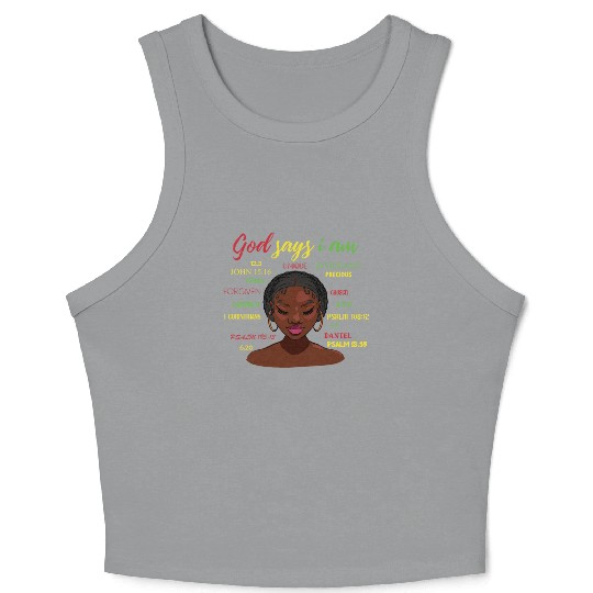 African American Girl God Says I Am Black Pride Crop Tank Top