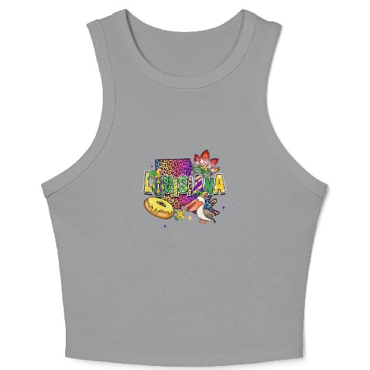 New Orleans Men Women Louisiana Mardi Gras Outfit Crop Tank Top