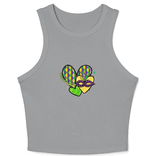 New Orleans Kids Girls Love Mardi Gras Outfit Crop Tank Top
