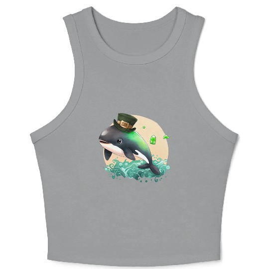 St Patrick's Day Irish Cute Orca Saint Patrick Crop Tank Top
