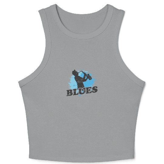 Blues Saxophone Music Trumpet Crop Tank Top