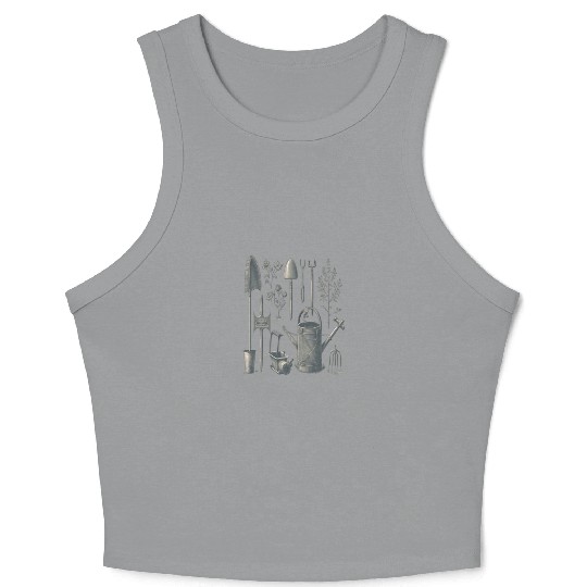 Florist Gardener Dad Grayscale Gardening Tools Crop Tank Top