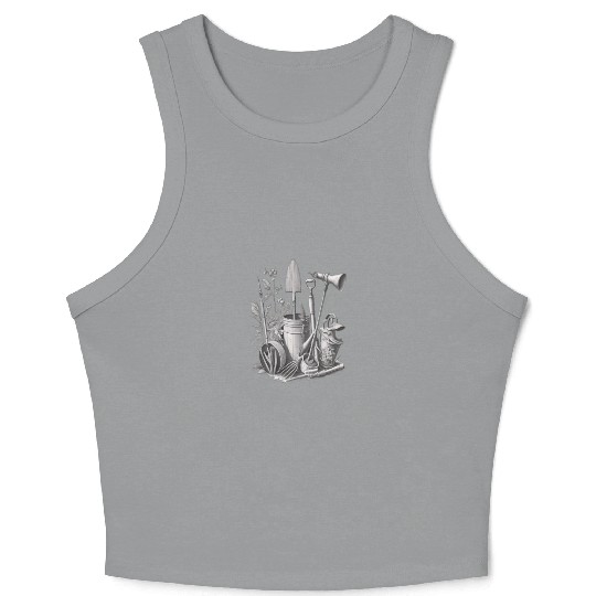 Florist Gardener Dad Grayscale Gardening Tools Crop Tank Top