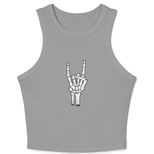 Skeleton Hand Rock Metal Sign Crop Tank Top