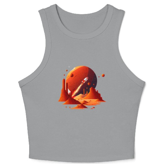 Vintage Space Science Mars Fiction Geek Solar Crop Tank Top