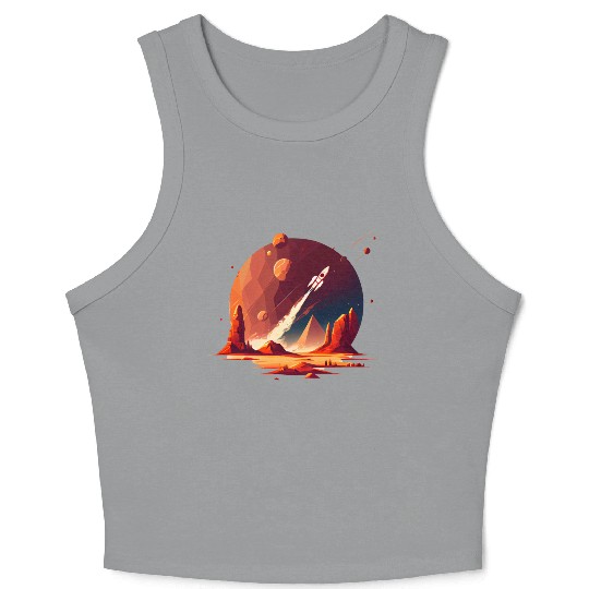 Vintage Space Science Mars Fiction Geek Solar Crop Tank Top