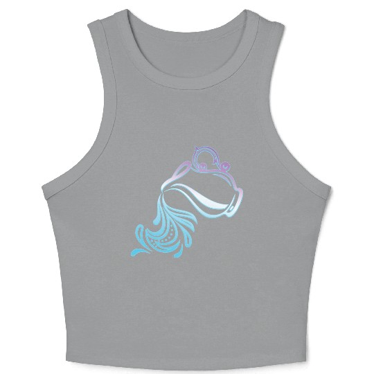 Aquarius Zodiac Air Sign Water Bearer Logo Crop Tank Top