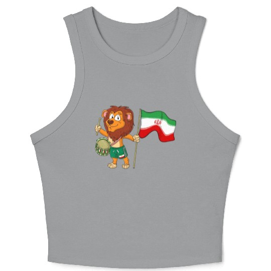Lion with the Iran flag Crop Tank Top