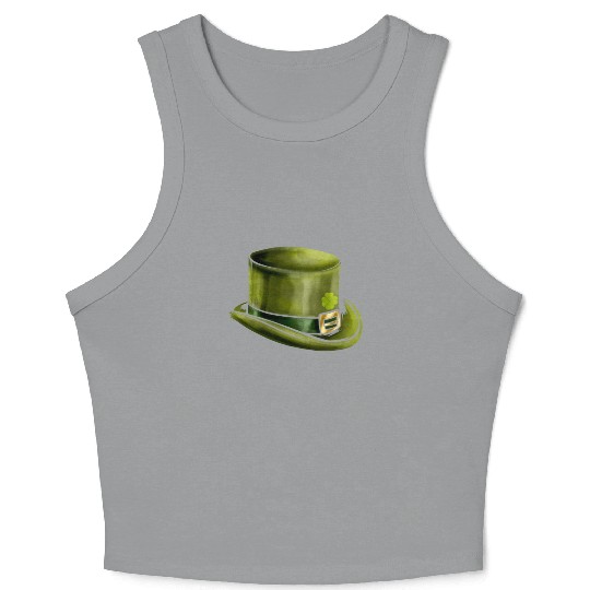 Green Leprechauns Hat Cylinder Shamrock On St Crop Tank Top