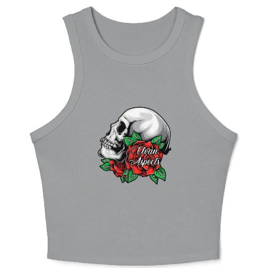 CA SKULL AND ROSES Crop Tank Top