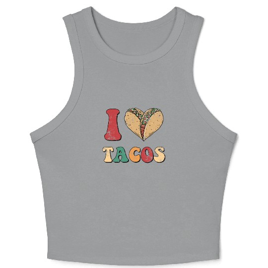 I Love Taco Groovy Tacos Are My Valentine Crop Tank Top