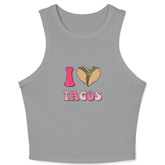 Groovy Tacos Are My Valentine I Love Taco Heart Crop Tank Top