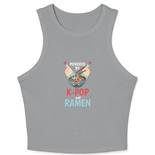 Powered By K-Pop and Ramen Korean Food Anime Crop Tank Top