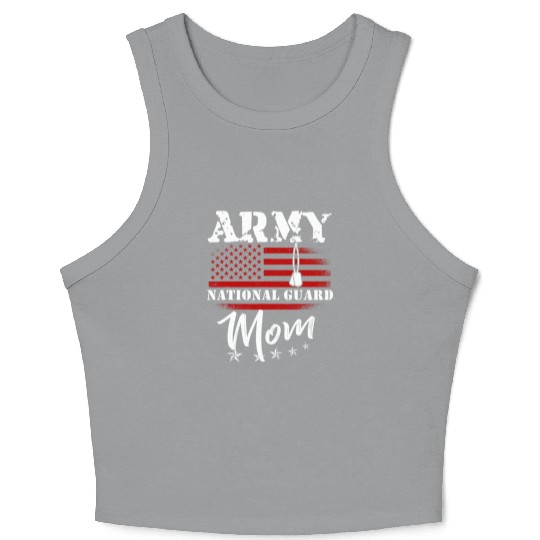 Proud Army National Guard Mom US Flag Tees US Mili Crop Tank Top