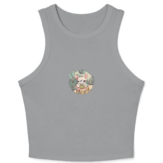 Cute Frenchie, Coffee & Books: A Perfect Pairing Crop Tank Top