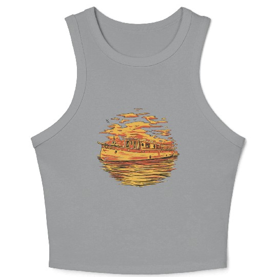 Yellow ship crew sailing Yellow ship crew sailing Crop Tank Top