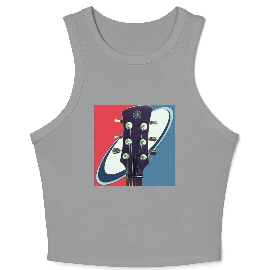 Red White Blue Rock and Roll Themed Guitar Crop Tank Top
