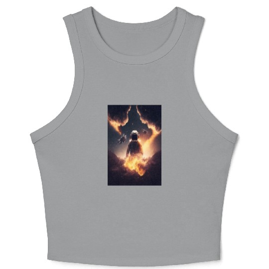 astronaut planet universe Crop Tank Top