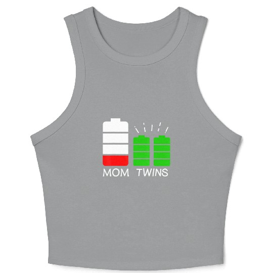Twin Mom Low Battery Tired Mom Of Twins Crop Tank Top