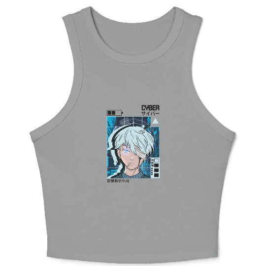 SciFi Anime Japanese City Aesthetic Tokyo Vaporwav Crop Tank Top