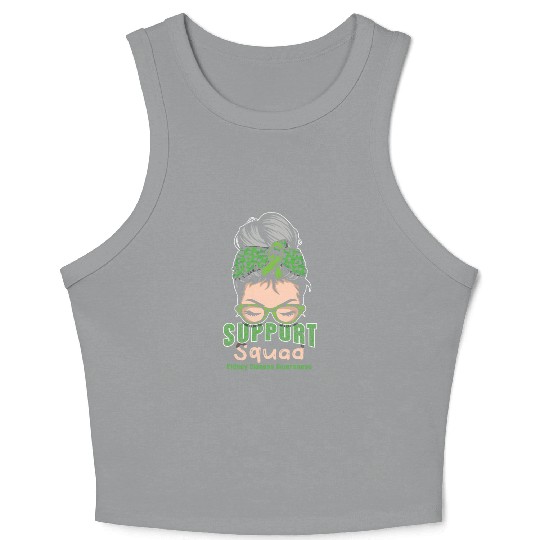 Support Squad Green Kidney Disease Awareness Month Crop Tank Top