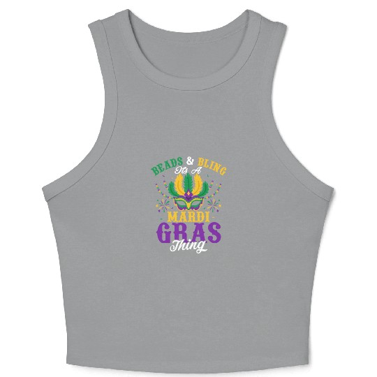 Beads & Bling It's A Mardi Gras Thing Parade Mask Crop Tank Top
