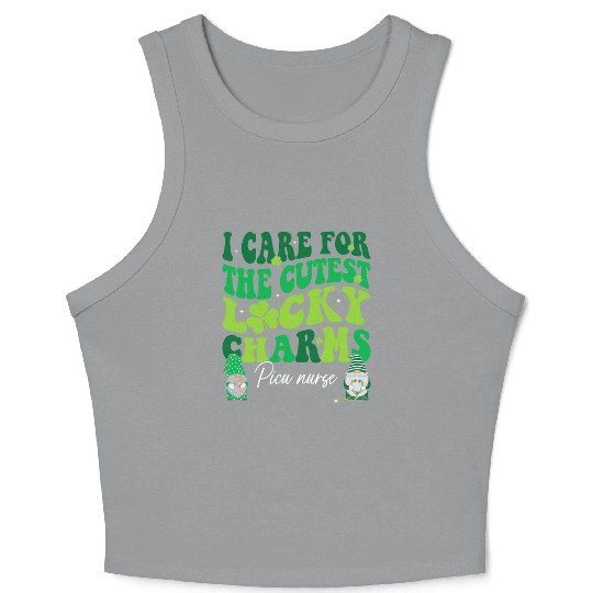 Groovy Retro NICU Nurse St Patrick's Day Crop Tank Top