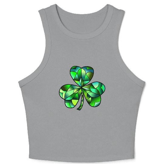 Green Gradation Stained Glass Irish Clover Crop Tank Top