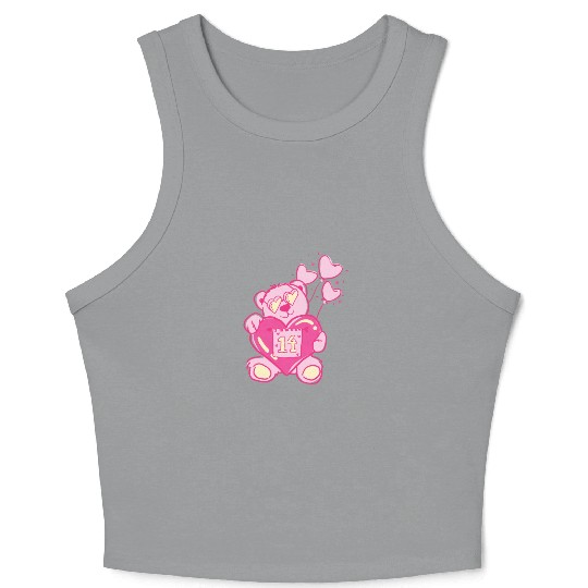 Teddy bear valentine with balloons Crop Tank Top