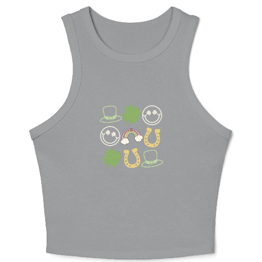 Retro St Patricks Day Women Shamrock Vintage St Crop Tank Top