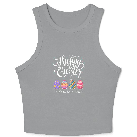 Autism Easter Egg Bunny Puzzle Awareness Crop Tank Top