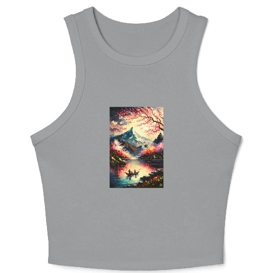 Serenity of the Cherry Blossom River Crop Tank Top