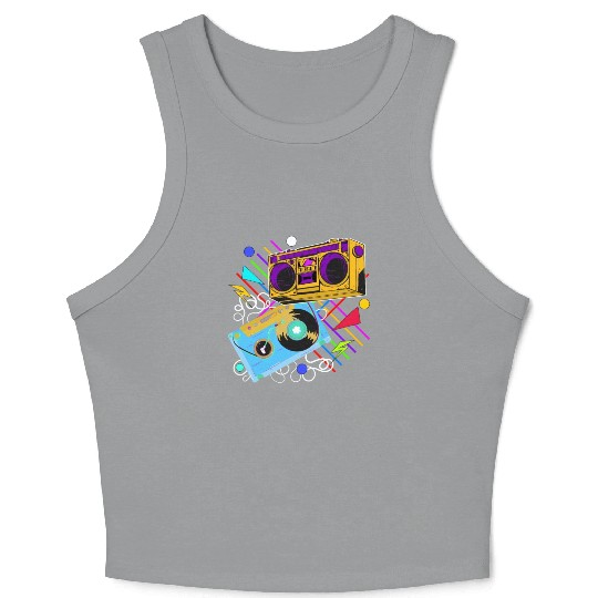 80s 90s Music Aesthetic Vintage Boombox Retro Cass Crop Tank Top