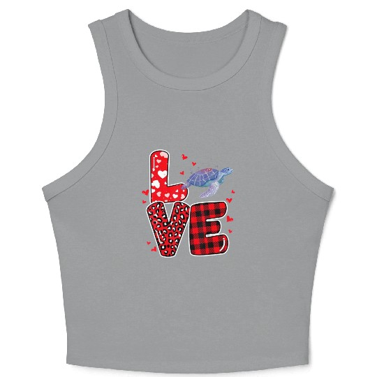 Sea Turtle Lover Heart Sea Turtle Valentine Crop Tank Top